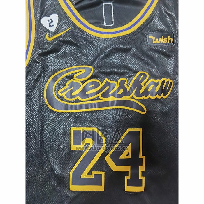 Camiseta Los Angeles Lakers Kobe Bryant NO 24 Crenshaw Black Mamba Negro